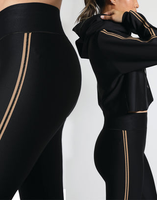 Calvin Klein Women's Striped Logo High Rise Full Leggings Black Size X –  Steals